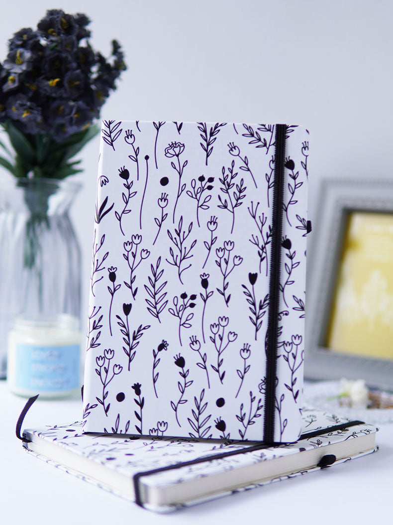 Black & White Floral Journal
