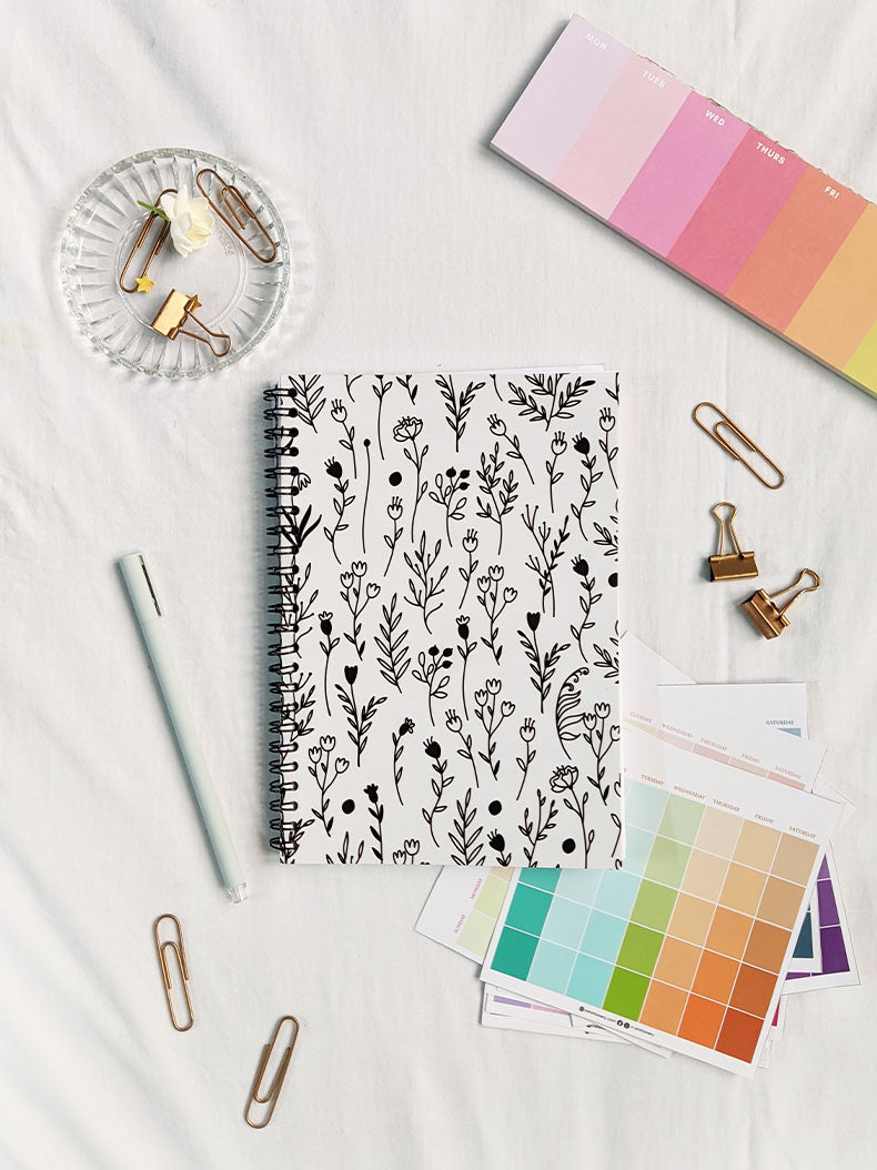 Black and White Floral Notebook